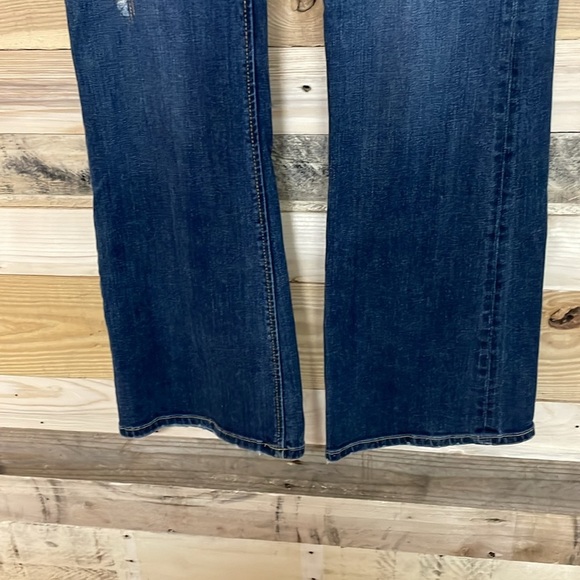 Vanity size 26x33 Dark Wash Slight Stretch Bootcut Jeans with Distress Detailing - Picture 8 of 15
